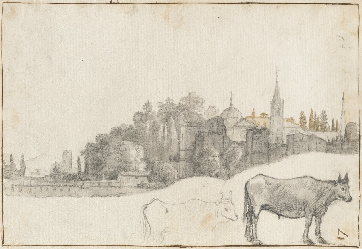 En utsikt utenfor Piazza del Popolo i Roma, 1640-41 av Claude Lorrain