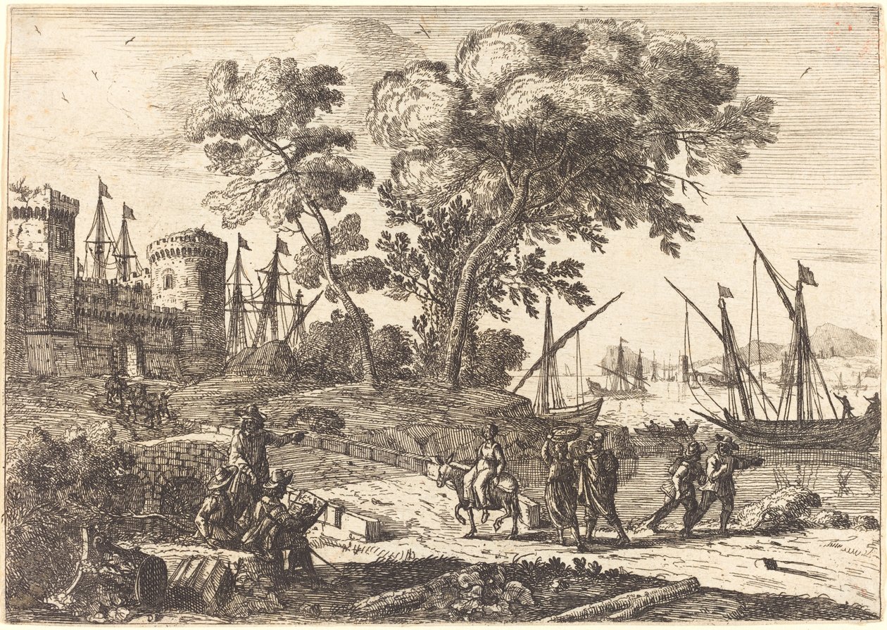 Kystscene med en artist (Le dessinateur) av Claude Lorrain