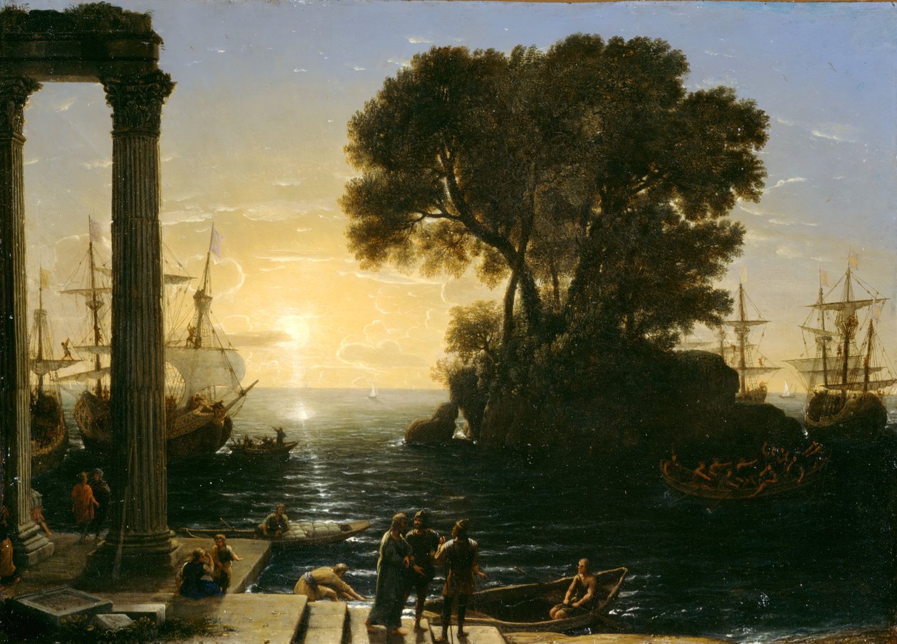 Kystscene med ombordstigning av Saint Paul, 1655. av Claude Lorrain