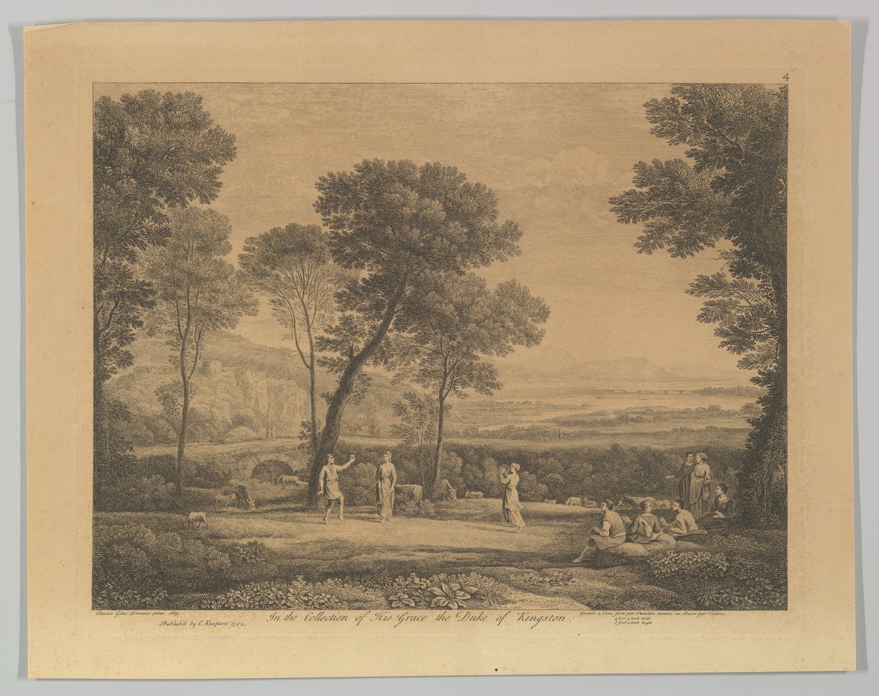 Dans under trærnes landskap med landlig dans, 1742. av Claude Lorrain