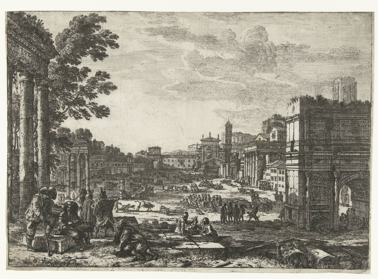 Forum Romanum te Roma Campo Vaccino av Claude Lorrain