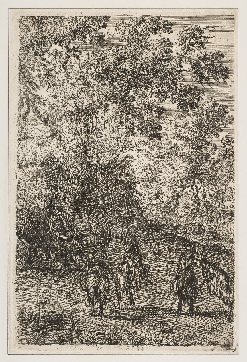 Fire geiter venstre del av geitene, ca. 1630-33. av Claude Lorrain