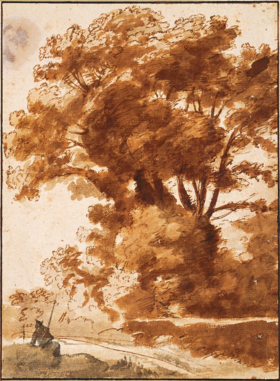 Gruppe med trær og hvilende gjeter, 1630-årene av Claude Lorrain