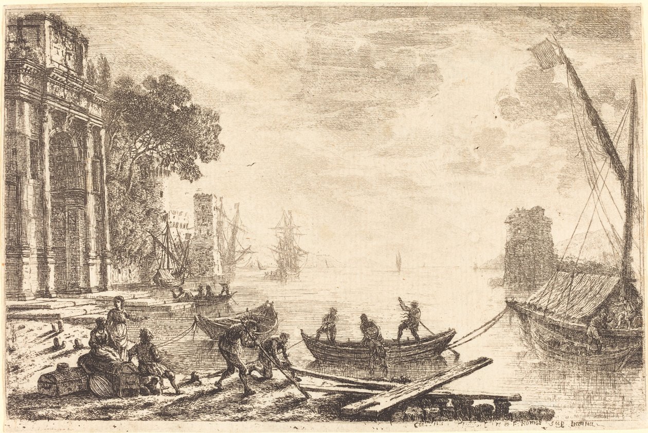 Havnescene med Rising Sun (Le soleil levant) av Claude Lorrain