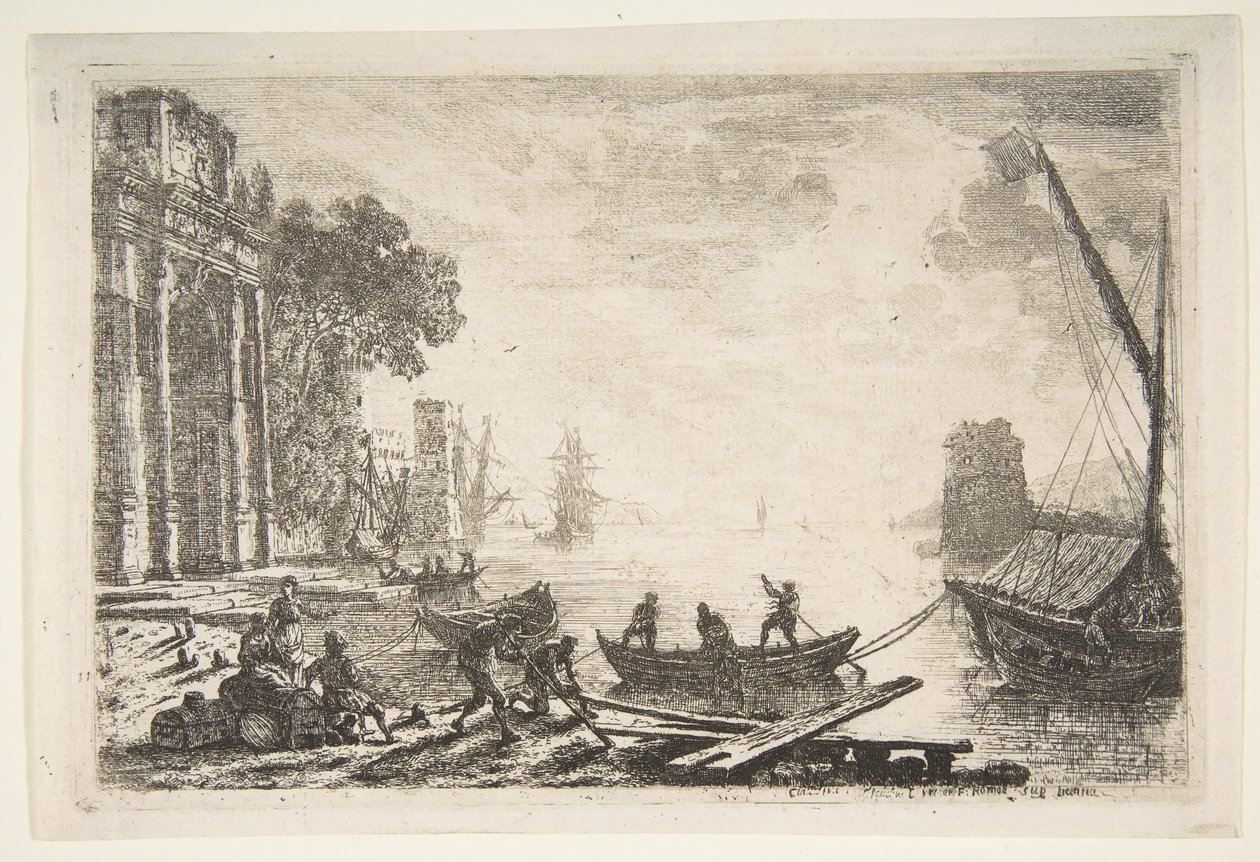 Havnescene med stigende sol, 1634. av Claude Lorrain