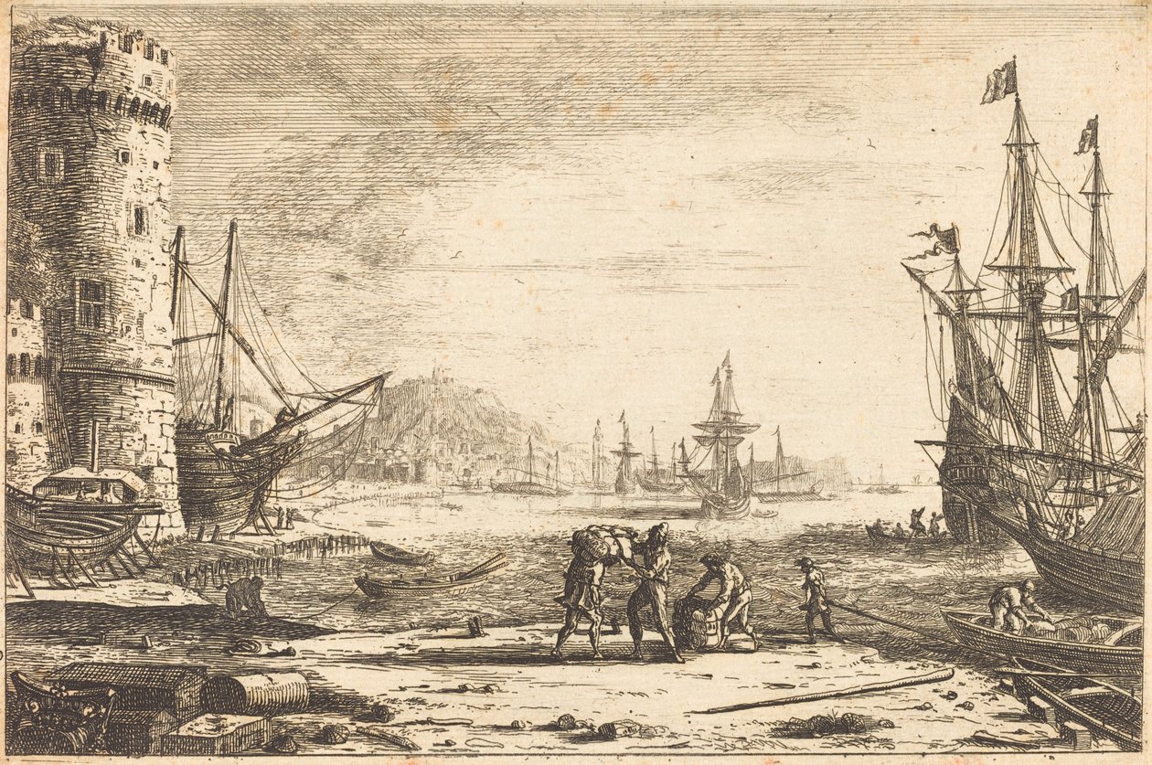 Havn med et stort tårn av Claude Lorrain