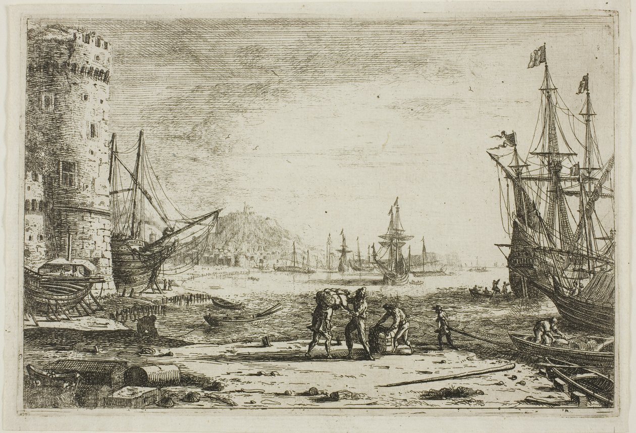 Havn med et stort tårn av Claude Lorrain