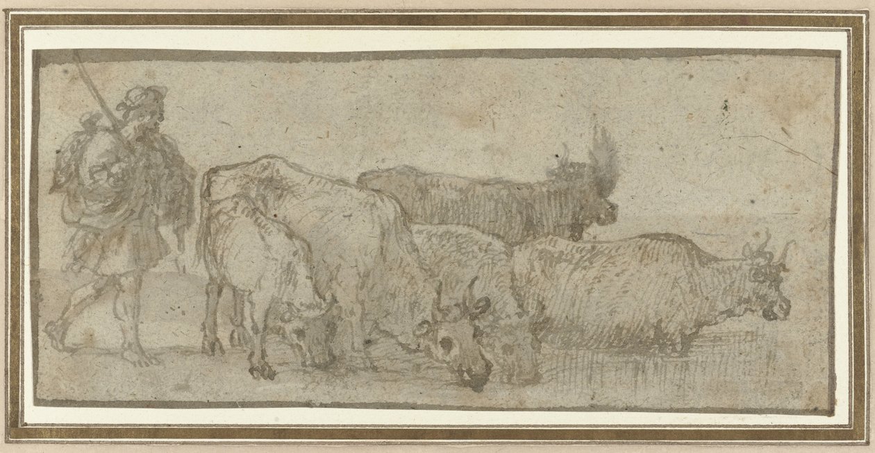 Gjeter med sin kvegflokk ved et vadested av Claude Lorrain