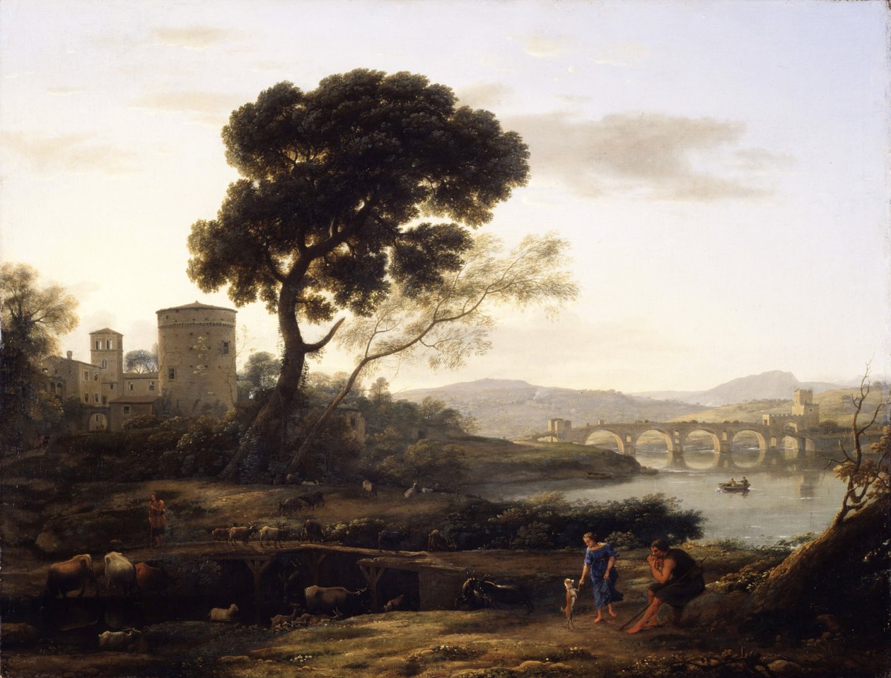Landskap nær Roma med utsikt over Ponte Molle, 1645 av Claude Lorrain
