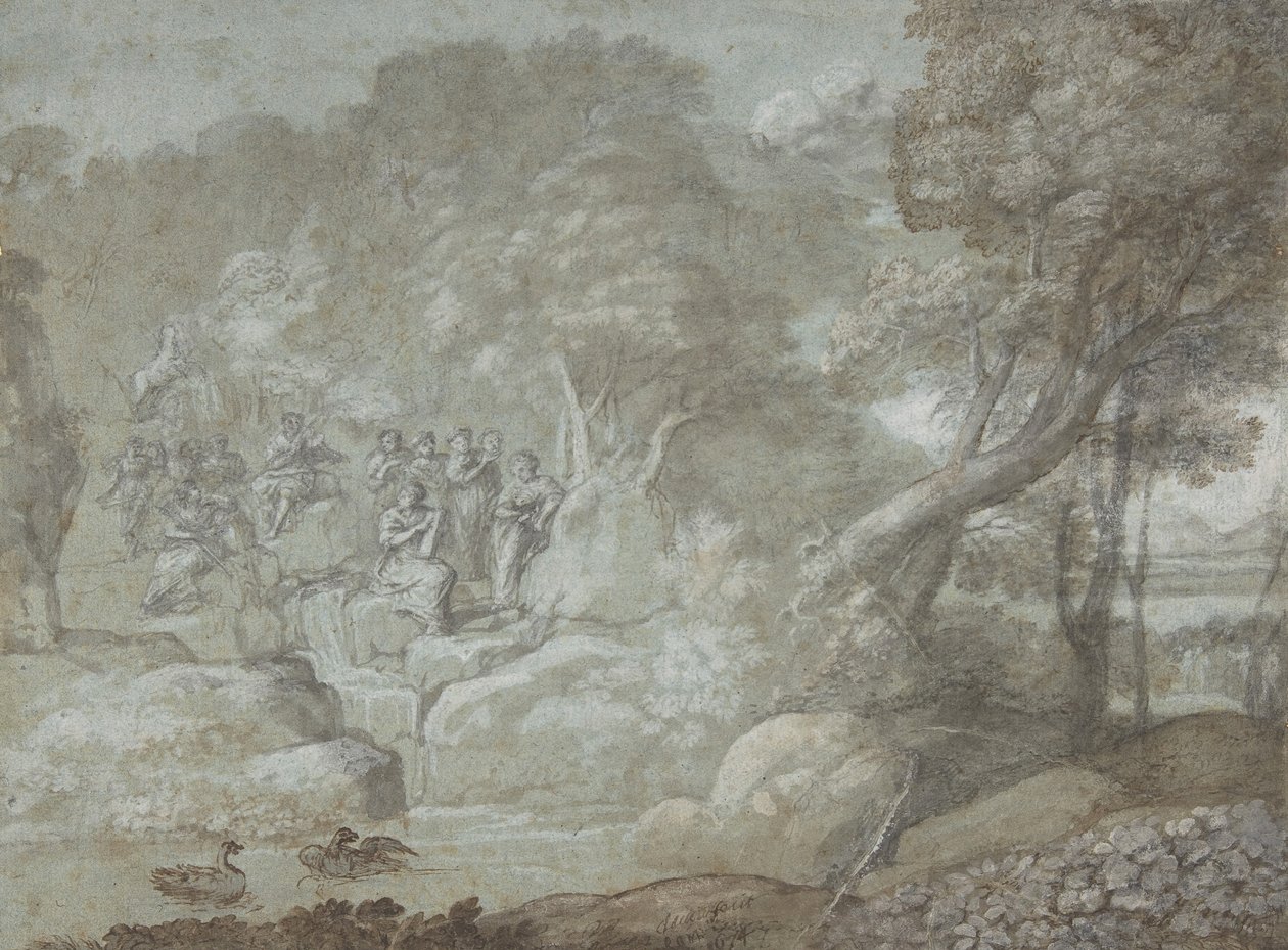 Landskap med Apollo og musene, 1674. av Claude Lorrain
