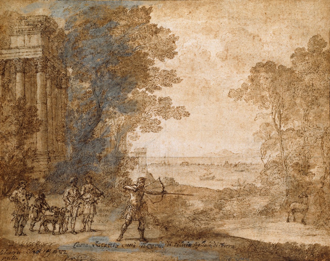 Landskap med Ascanius som skyter uthjorten til Sylvia, 1680-1682 av Claude Lorrain