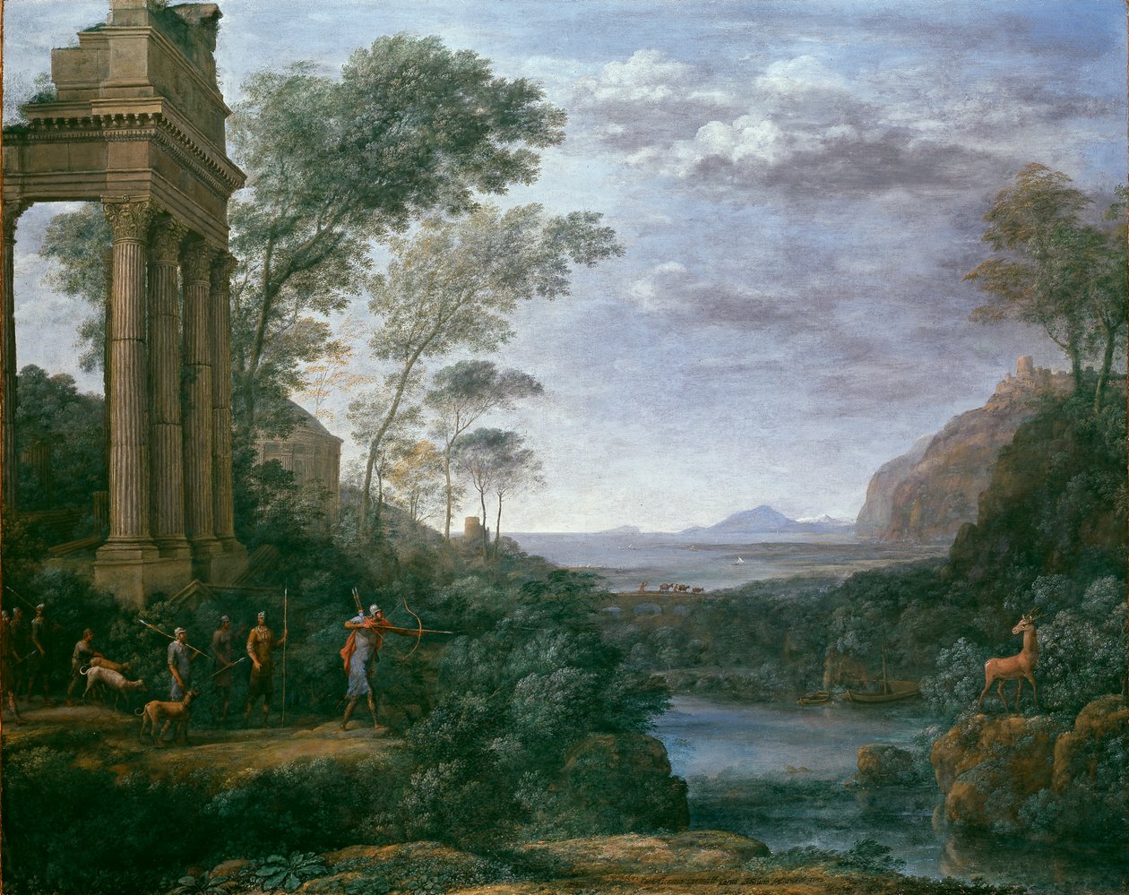 Landskap med Ascanius som skyter Stag of Sylvia, 1681-1682 av Claude Lorrain