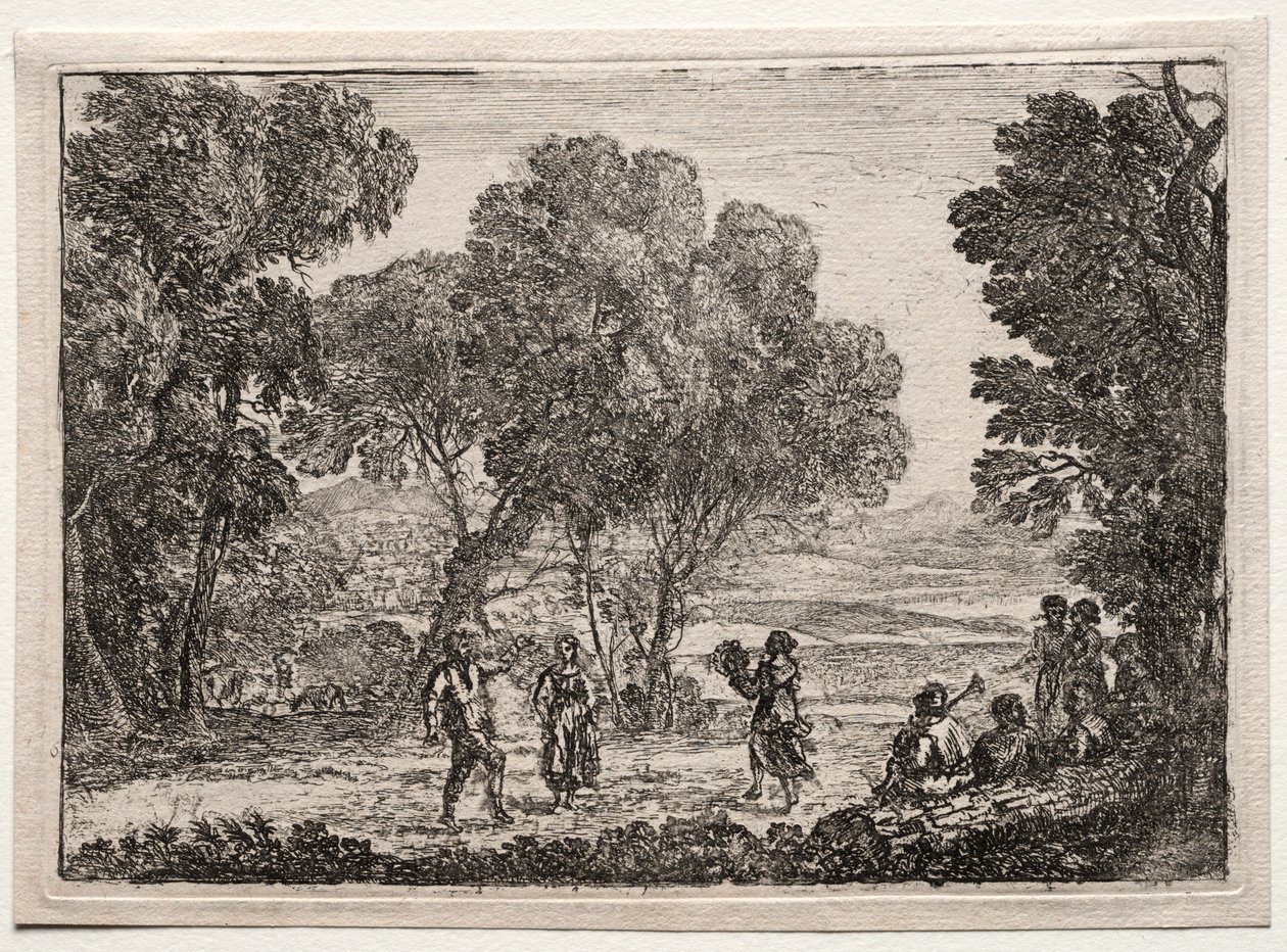 Landskap med en liten tallerken med countrydans, ca. 1637. av Claude Lorrain