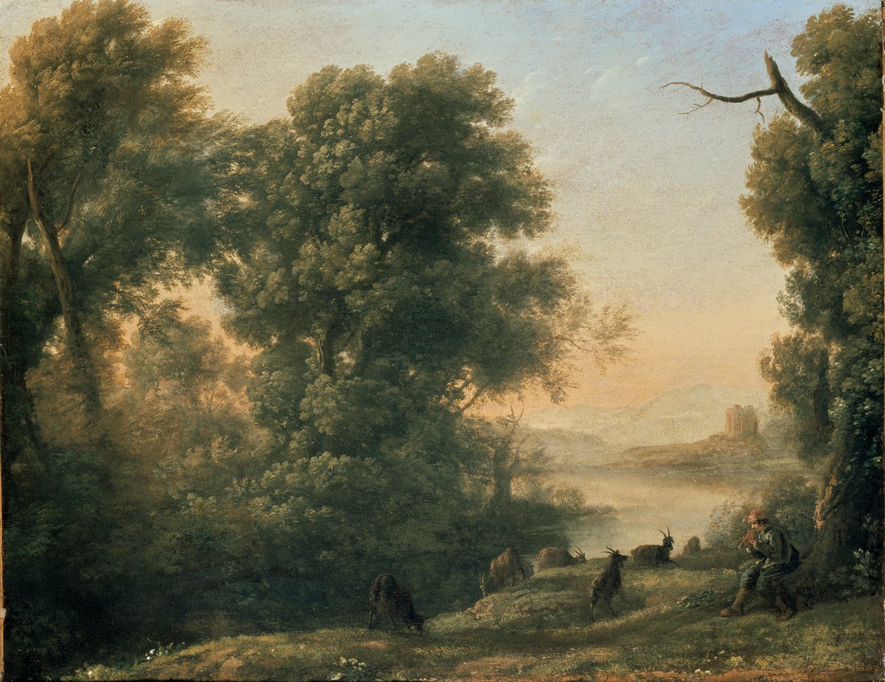 Landskap med en geitegjeter, c1635-1636 av Claude Lorrain