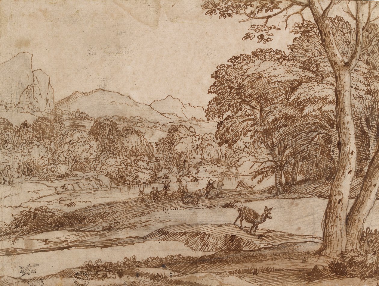 Landskap med en flokk hjort, 1666 av Claude Lorrain