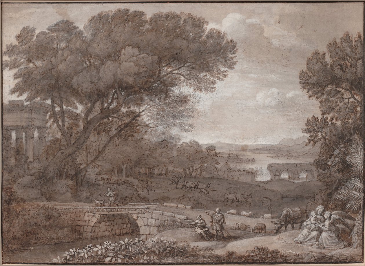 Landskap med resten på flukt til Egypt, 1660 av Claude Lorrain