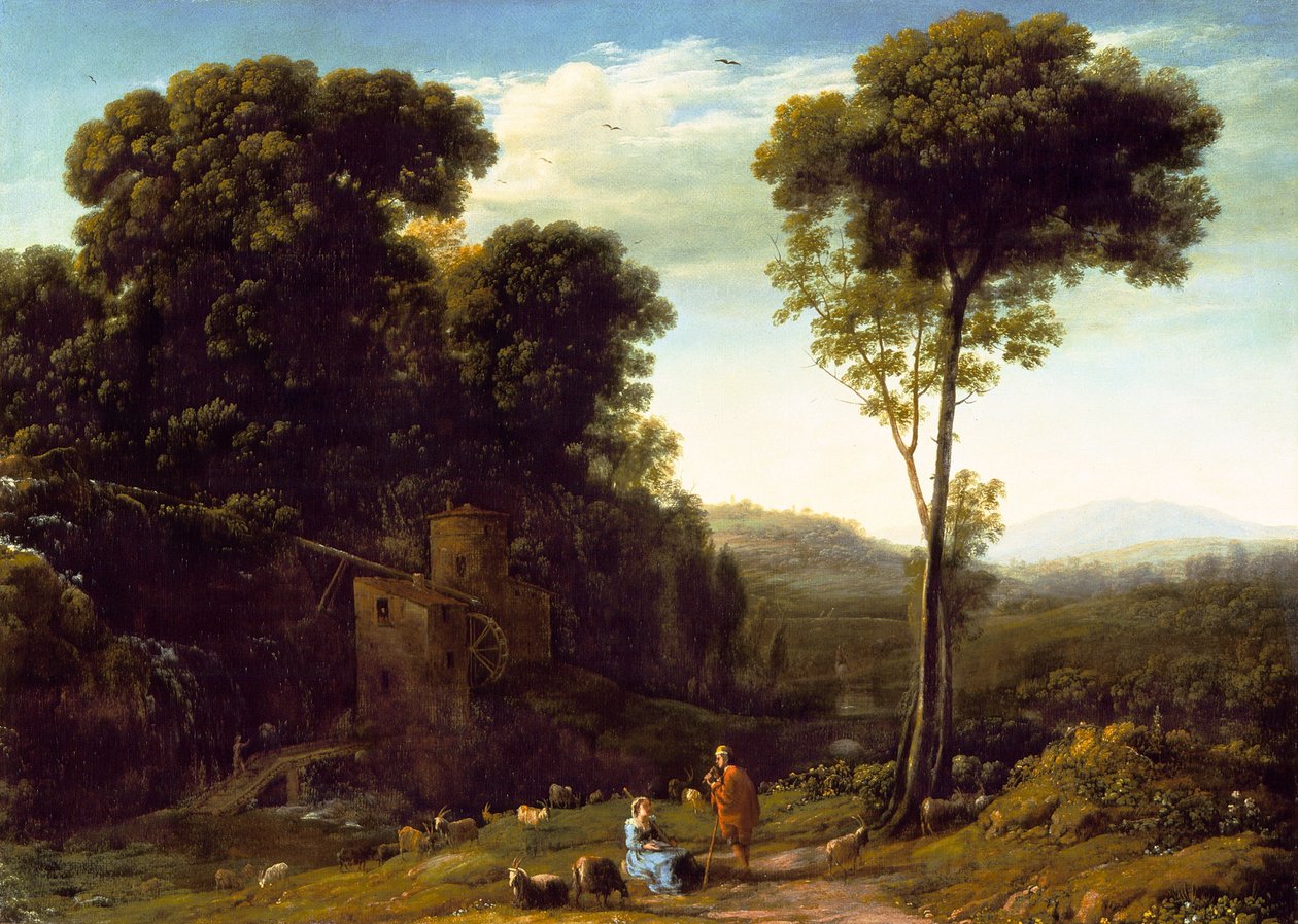 Pastoralt landskap med en mølle, 1634 av Claude Lorrain