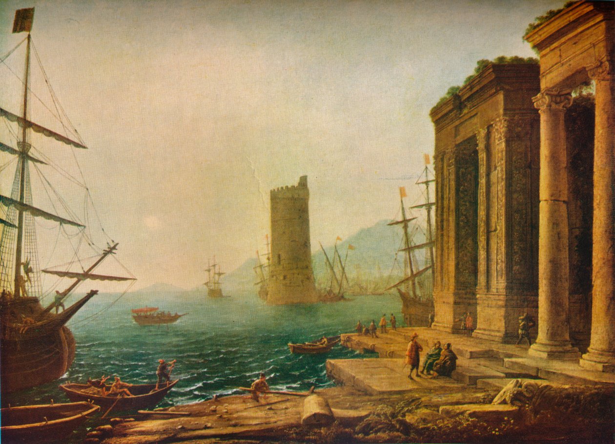 Ostia havn, Roma, c1643 1931 av Claude Lorrain