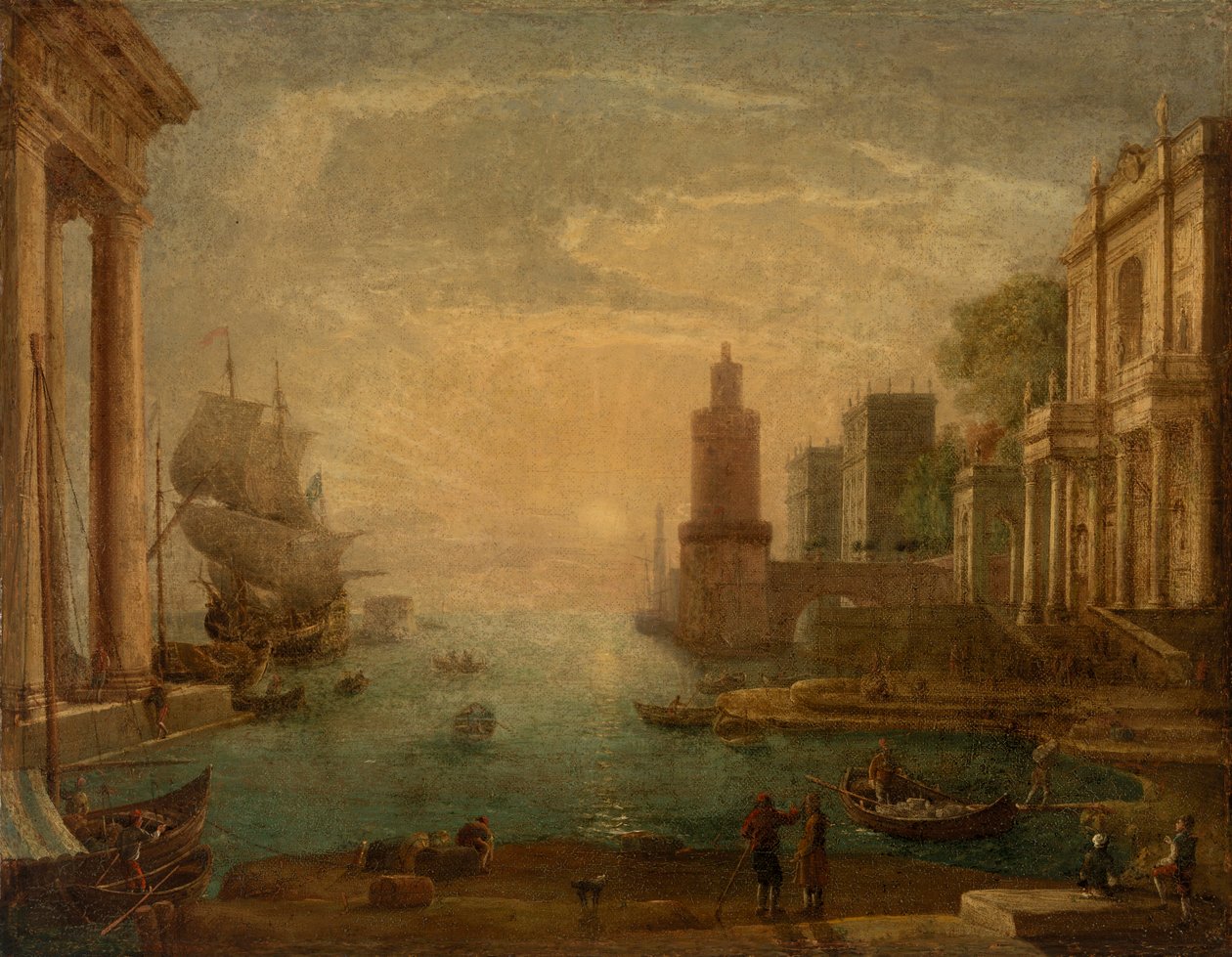 Havnehavn med Ulysses som gir Chryseis tilbake til faren Chryses av Claude Lorrain