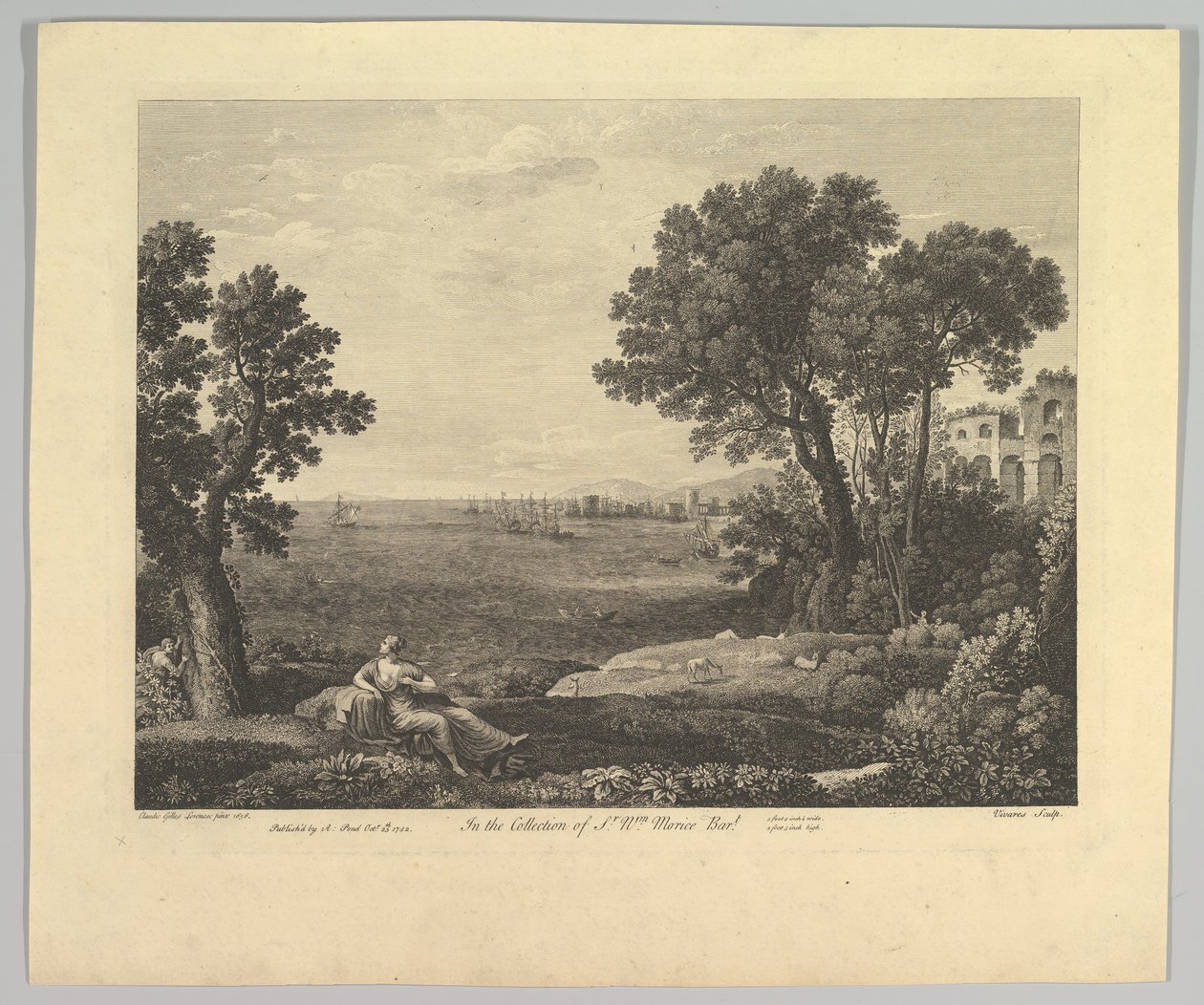 Havlandskap med Bacchus og Ariadne, 1742. av Claude Lorrain