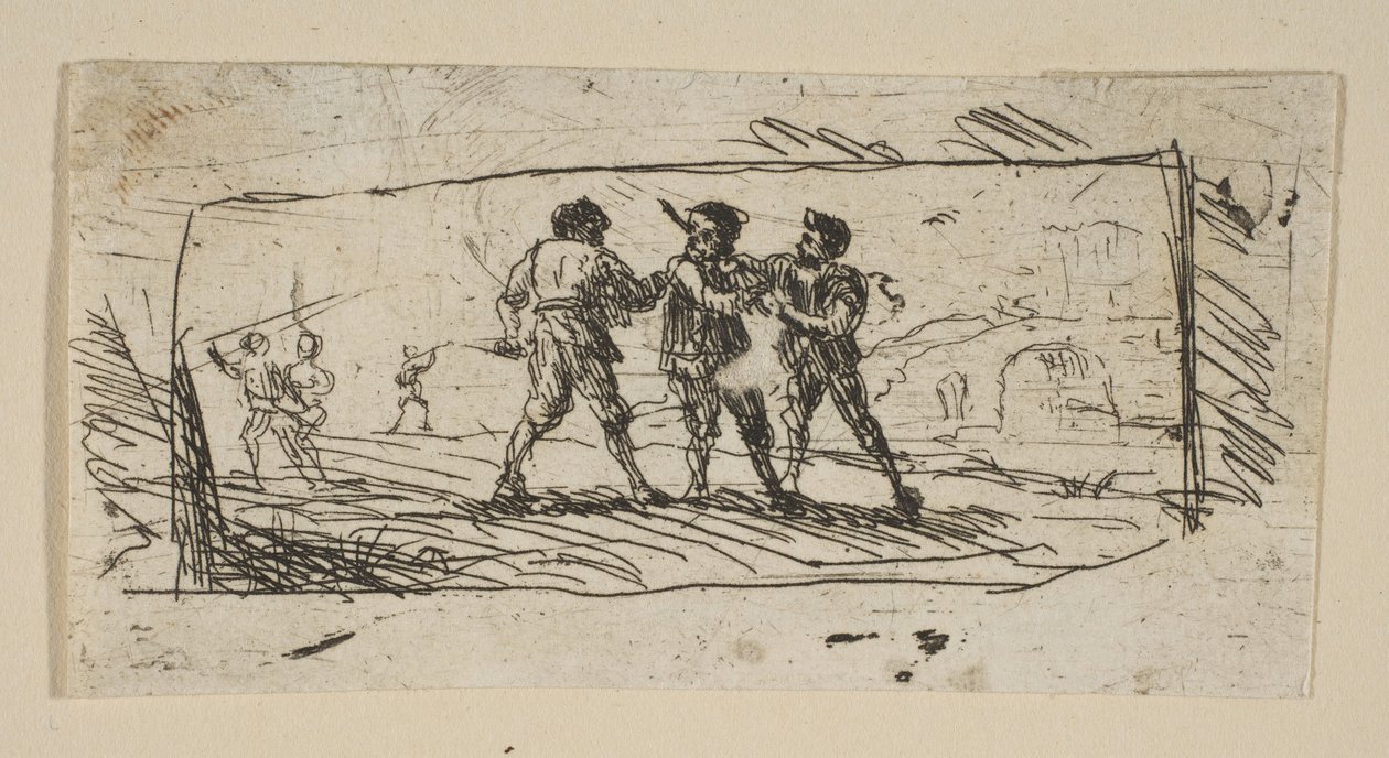 Studie med Brigands nedre seksjon, ca. 1633. av Claude Lorrain