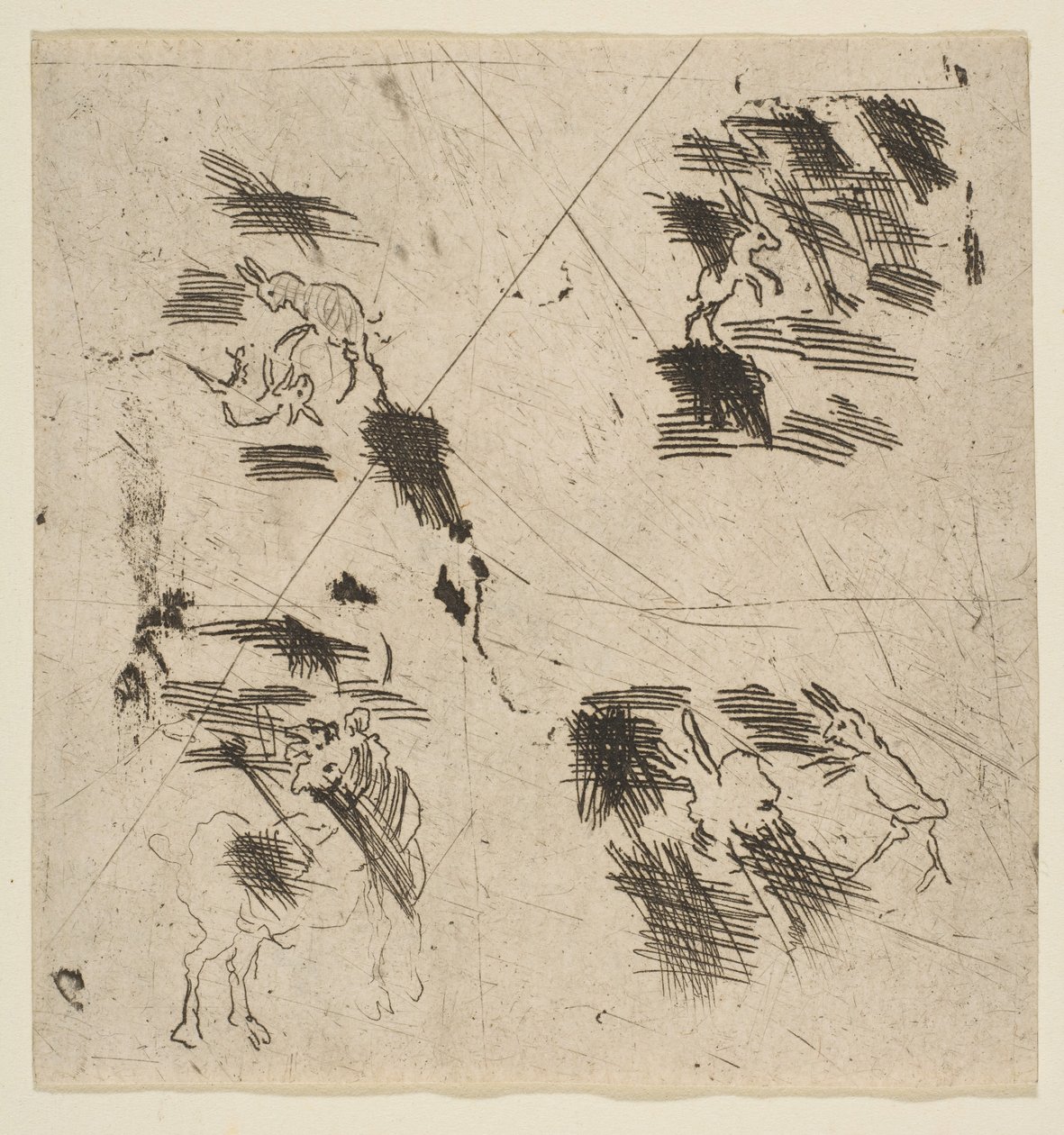 Studie med Brigands øvre seksjon, ca. 1633. av Claude Lorrain