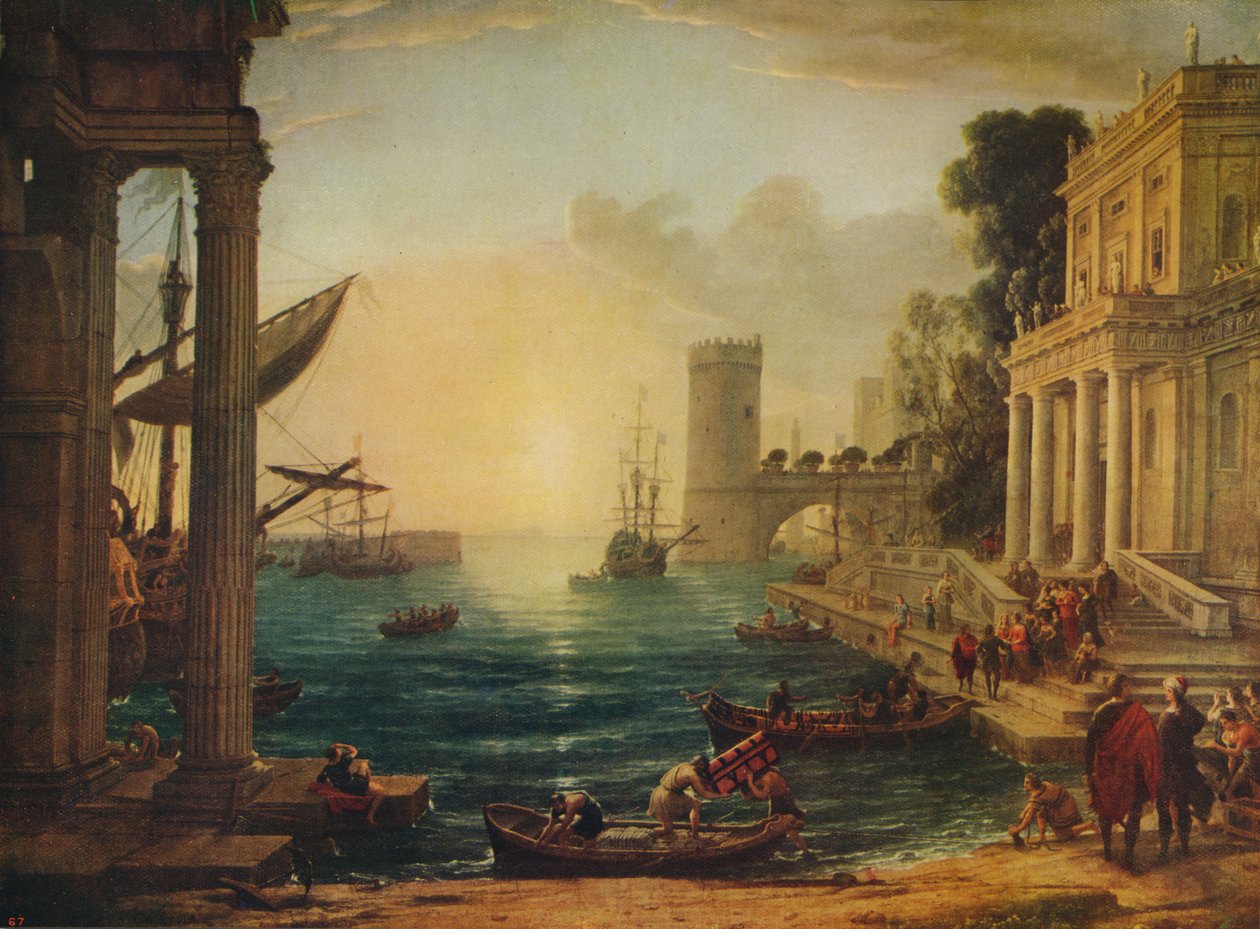 Ombordstigningen til dronningen av Saba, 1648, c1915 av Claude Lorrain