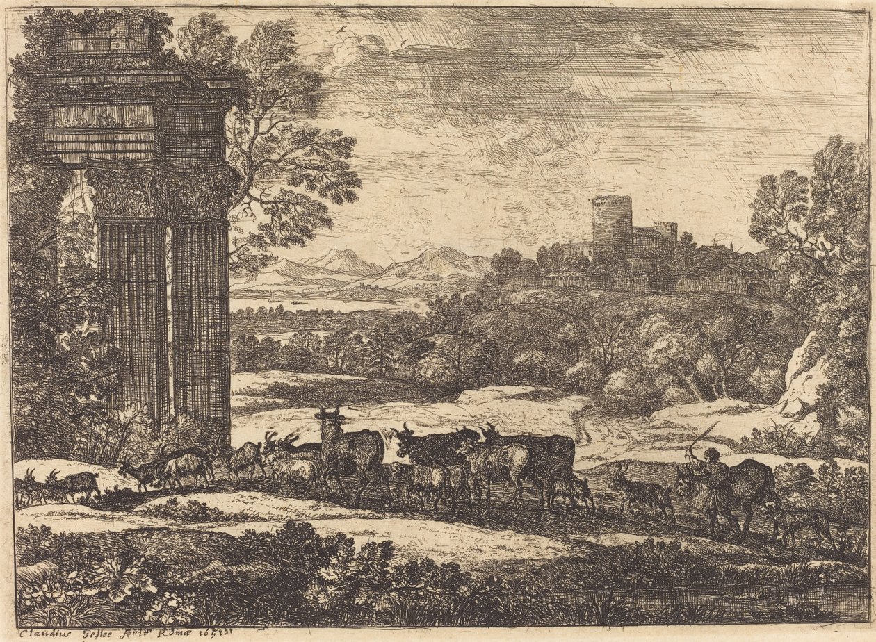 Flokken vender tilbake i stormfullt vær av Claude Lorrain