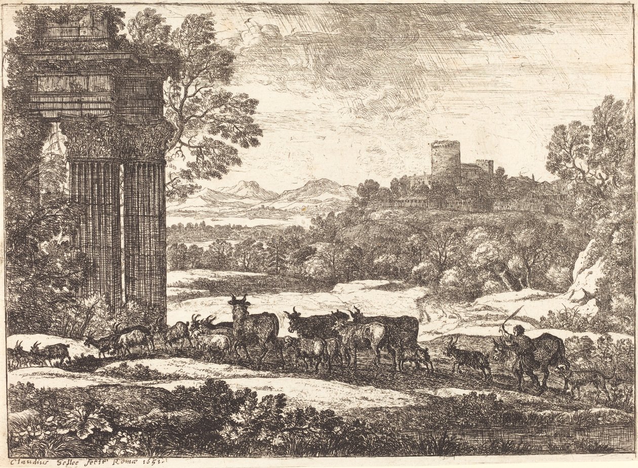 Flokken vender tilbake i stormfullt vær av Claude Lorrain
