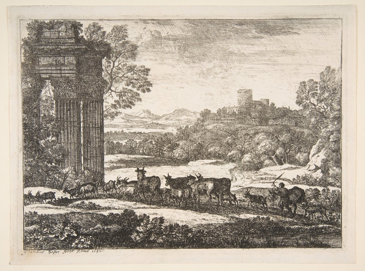 Flokken vender tilbake i stormfullt vær, 1651. av Claude Lorrain