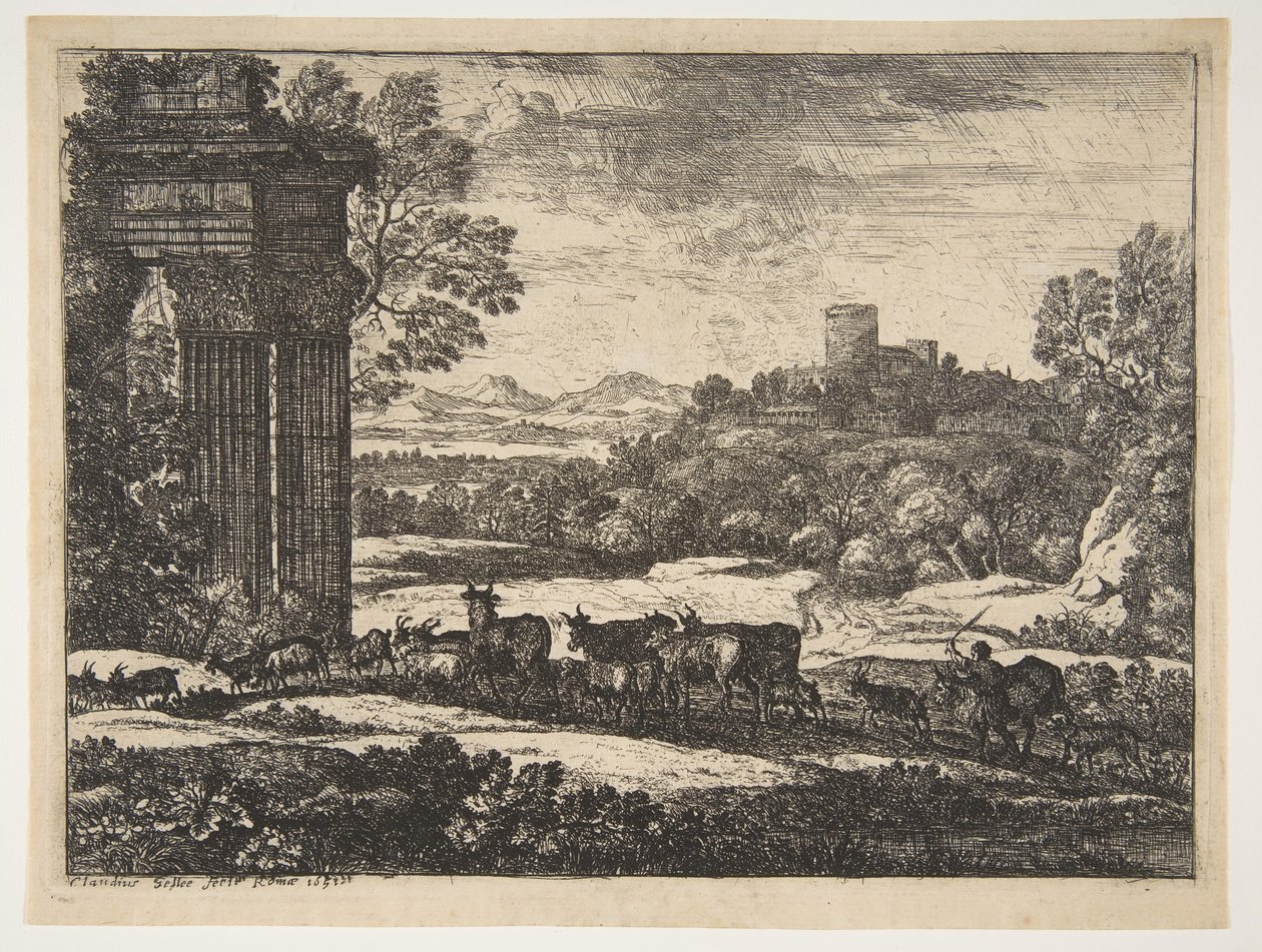 Flokken som vender tilbake i stormfullt vær, ca. 1650-51. av Claude Lorrain