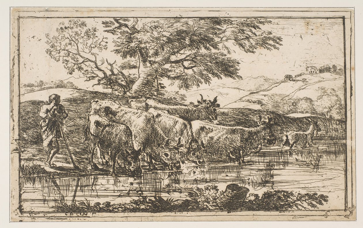 Flokken ved vanningsplassen, 1635. av Claude Lorrain