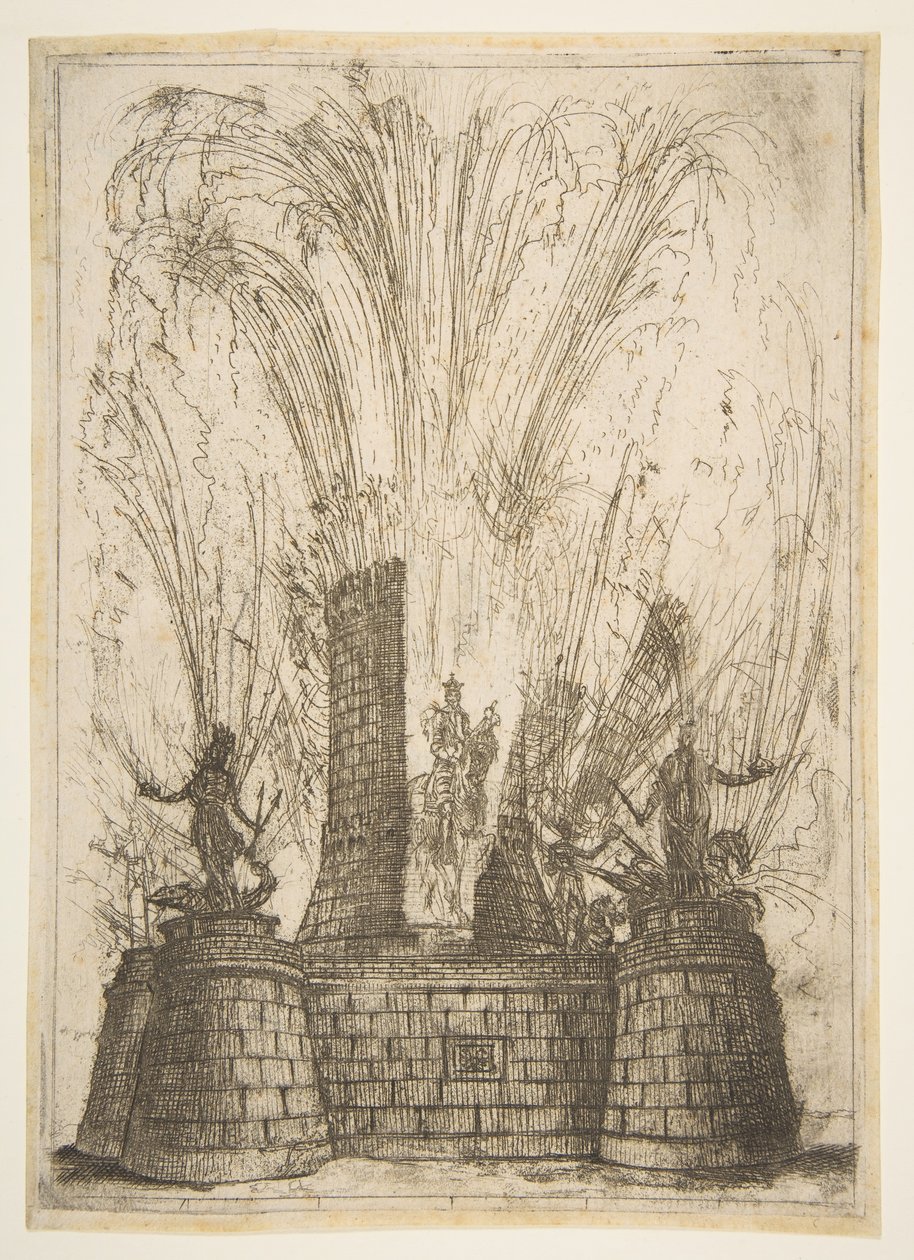 Rundetårnet revnet for å avsløre statuen av romernes konge, 1637. av Claude Lorrain
