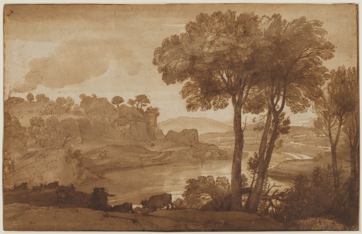 Utsikt over Acqua Acetosa recto, ca. 1645. av Claude Lorrain