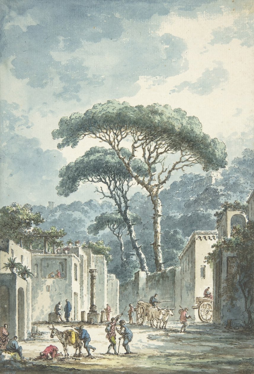 Vei som fører til grotten i Posillipo, 1700-tallet. av Claude Louis Chatelet