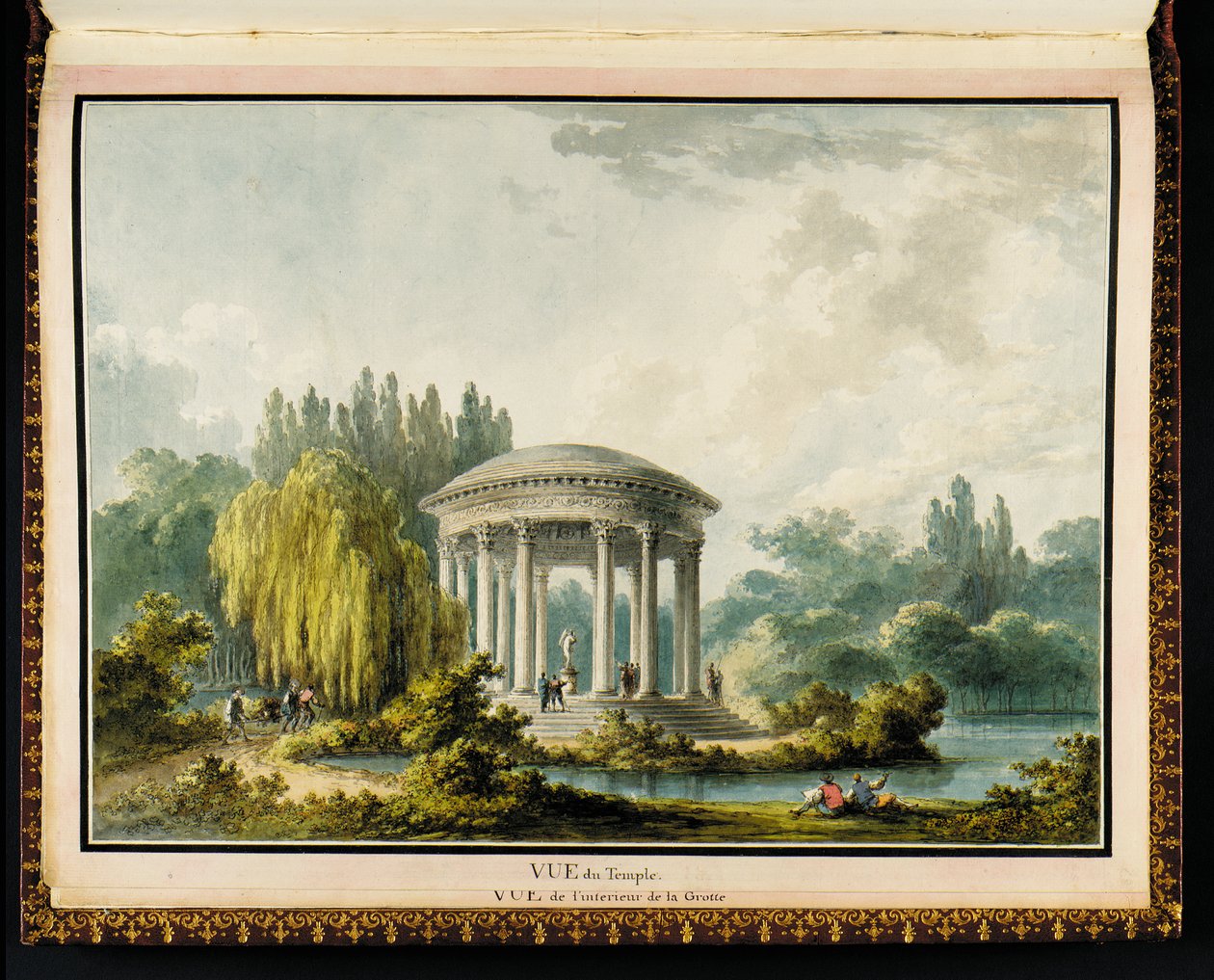 Utsikt over tempelet, fra Recueil des plans du Petit Trianon av Richard Mique (1728-94) av Claude Louis Chatelet