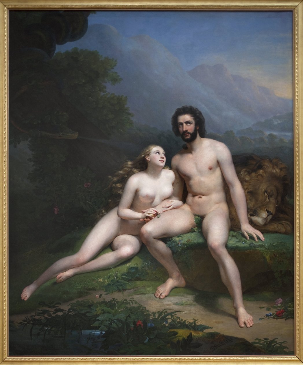Adam og Eva. Maleri av Claude Marie Dubufe (1790-1864), Olje på lerret av Claude Marie Dubufe