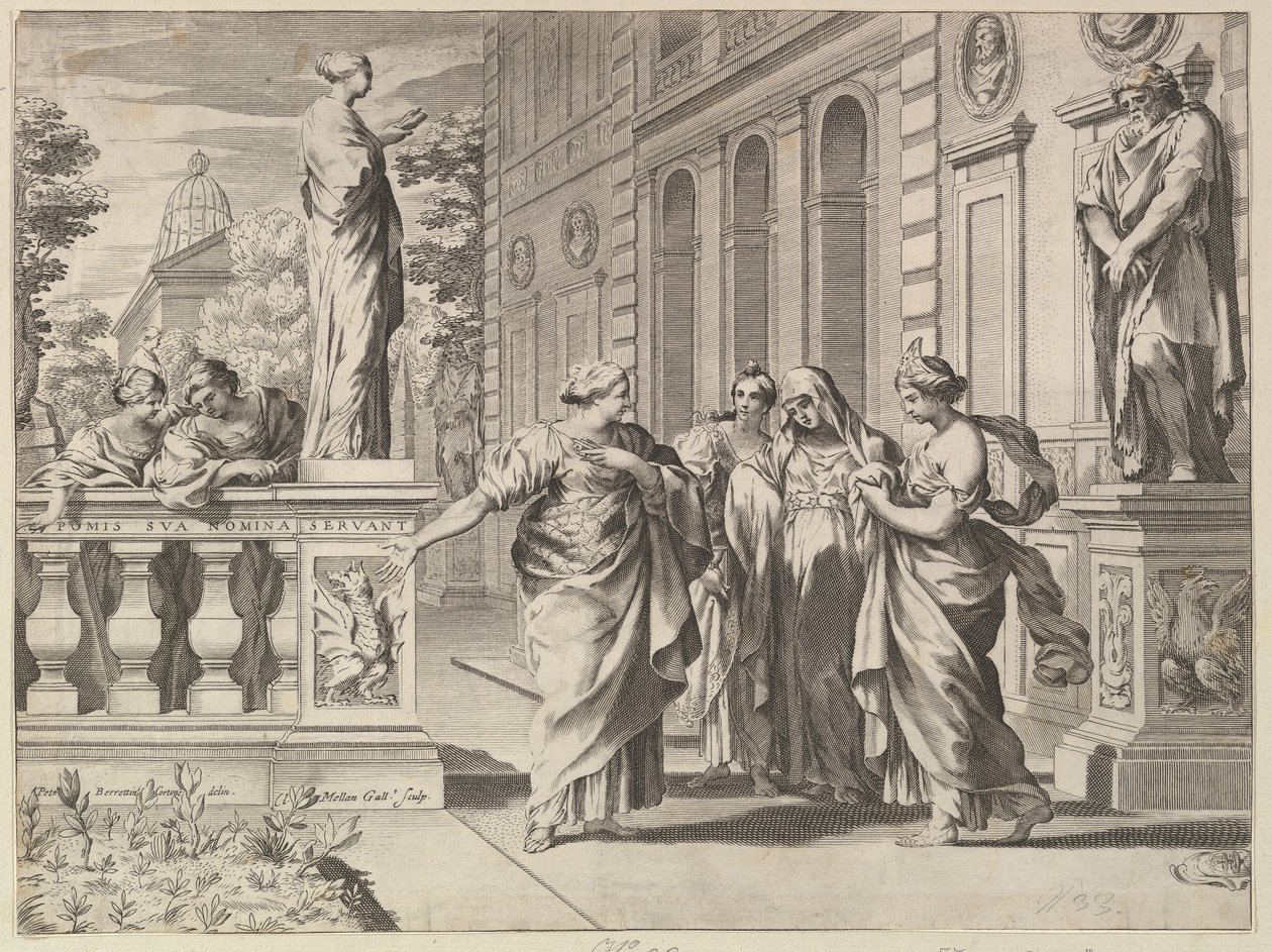 Allegori til ære for den romerske høyskolen grunnlagt av Borghese-familien, 1615-88. av Claude Mellan