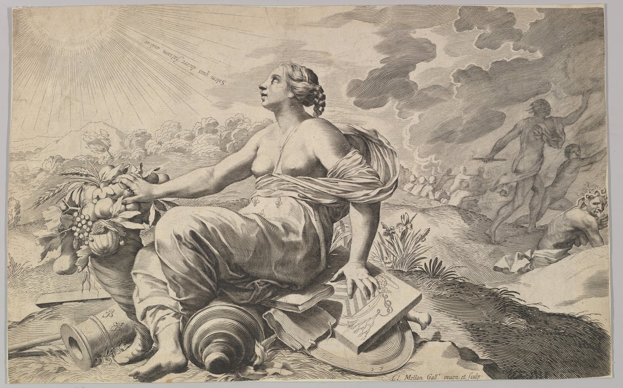 Allegori av Frankrike med armene til Richelieu Allégorie sur la Paix. av Claude Mellan