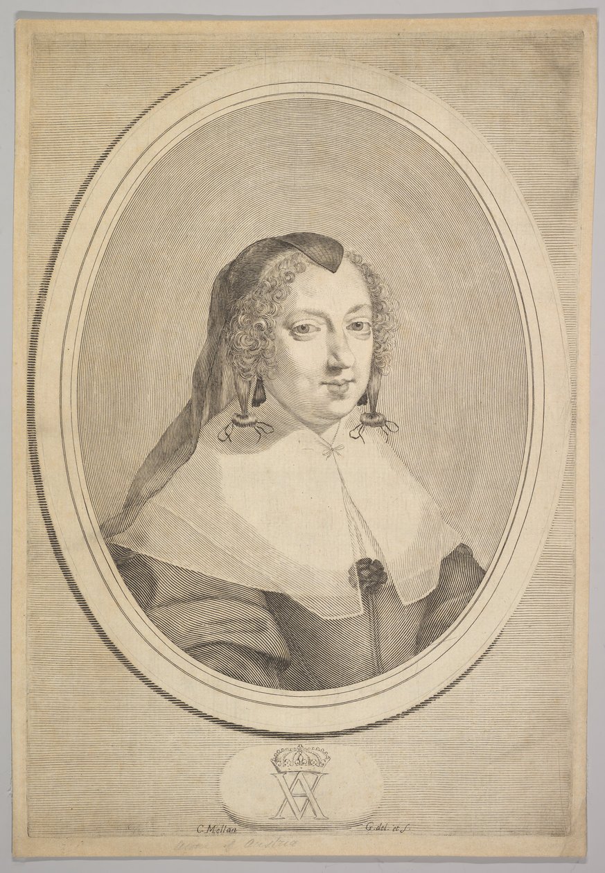 Anne av Østerrike, ca. 1645. av Claude Mellan