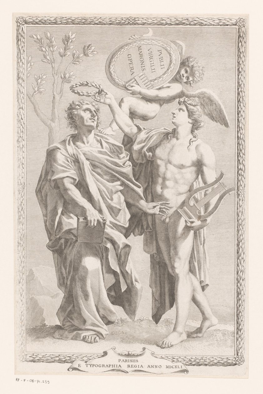 Apollo kroner Publius Vergilius Maro Tittelside for: Publius Virgilius Maro, Publius Virgilius Maronis Opera, 1641 av Claude Mellan