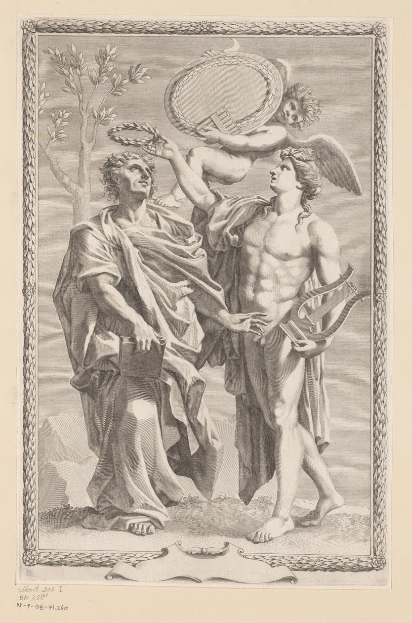 Apollo kroner Publius Vergilius Maro Tittelside for: Publius Vergilius Maro, Publius Virgilius Maronis Opera, 1641 av Claude Mellan