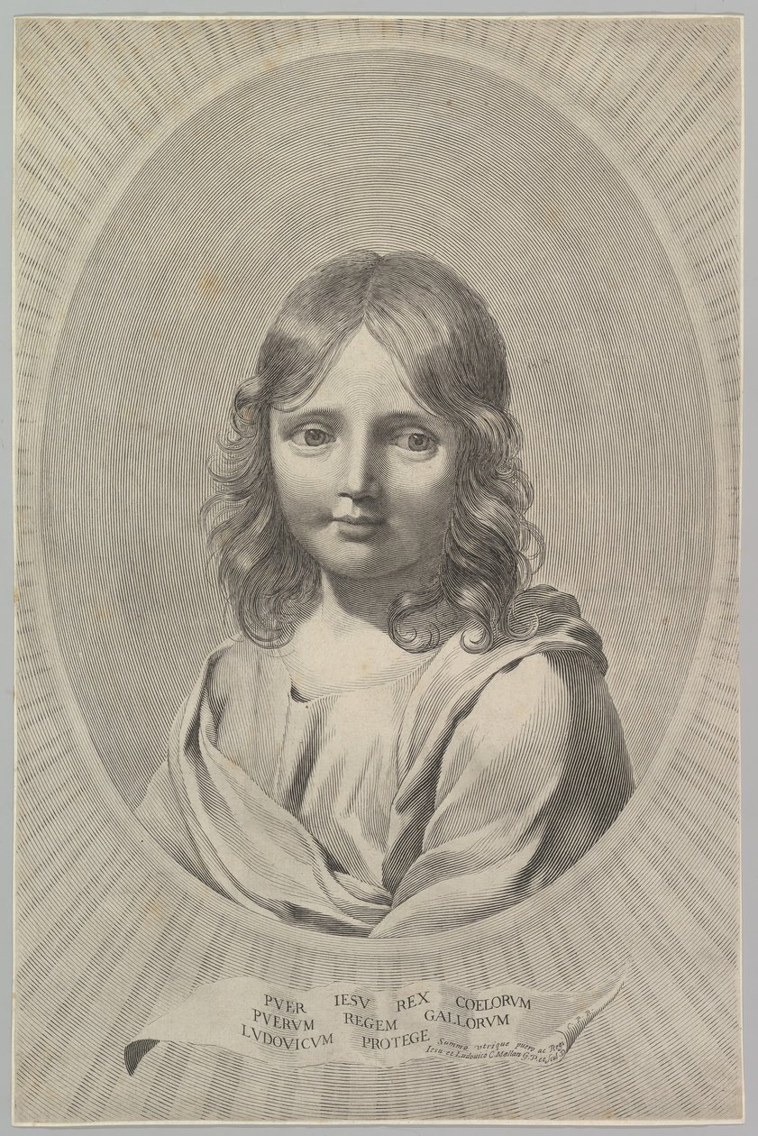 Byste av Jesus som et barn i en oval. av Claude Mellan