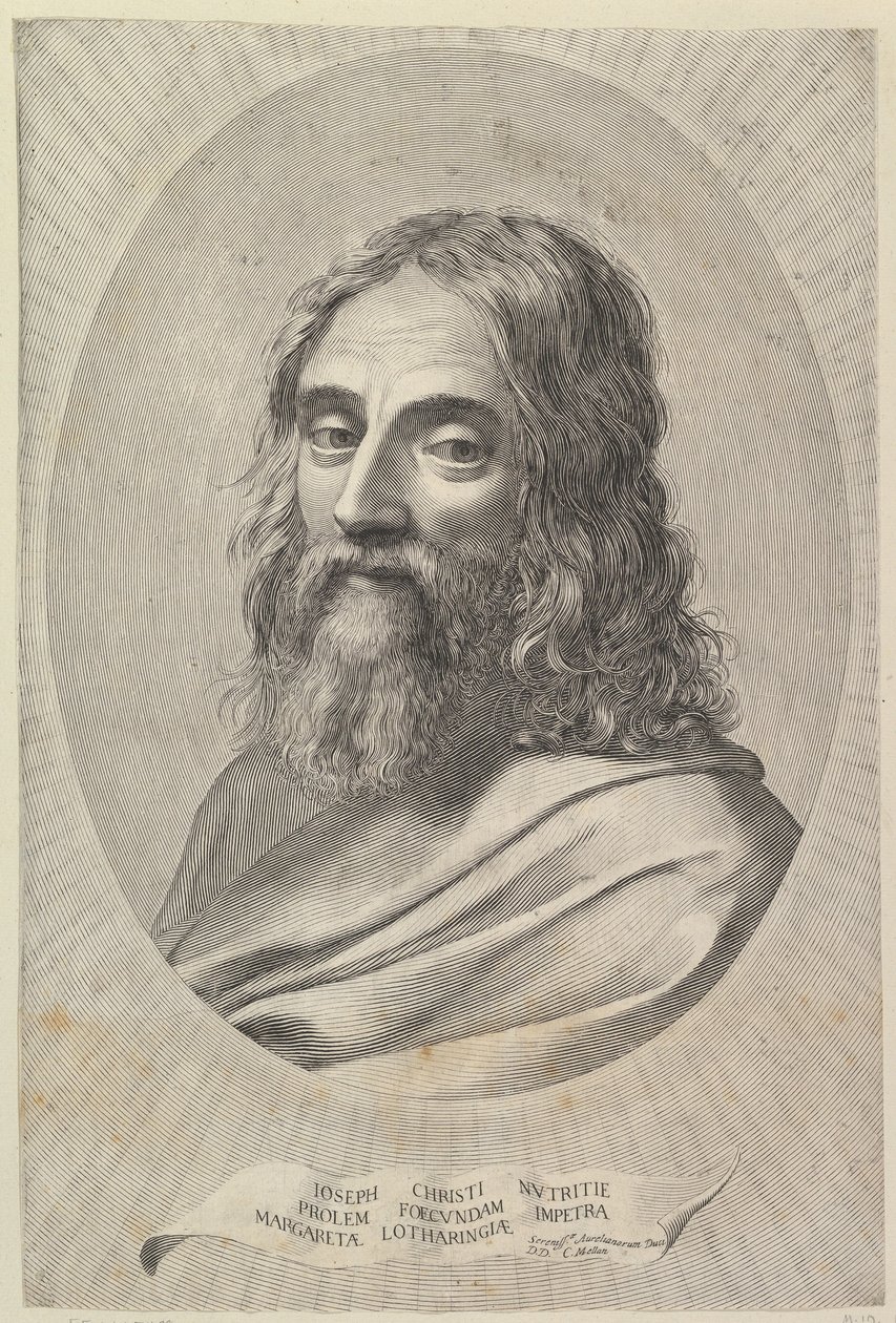 Byste av Sankt Josef i en oval av Claude Mellan
