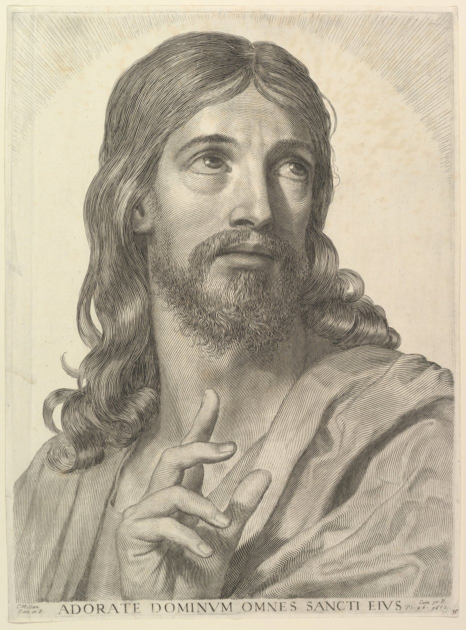 Byste av den voksne Kristus, 1652. av Claude Mellan