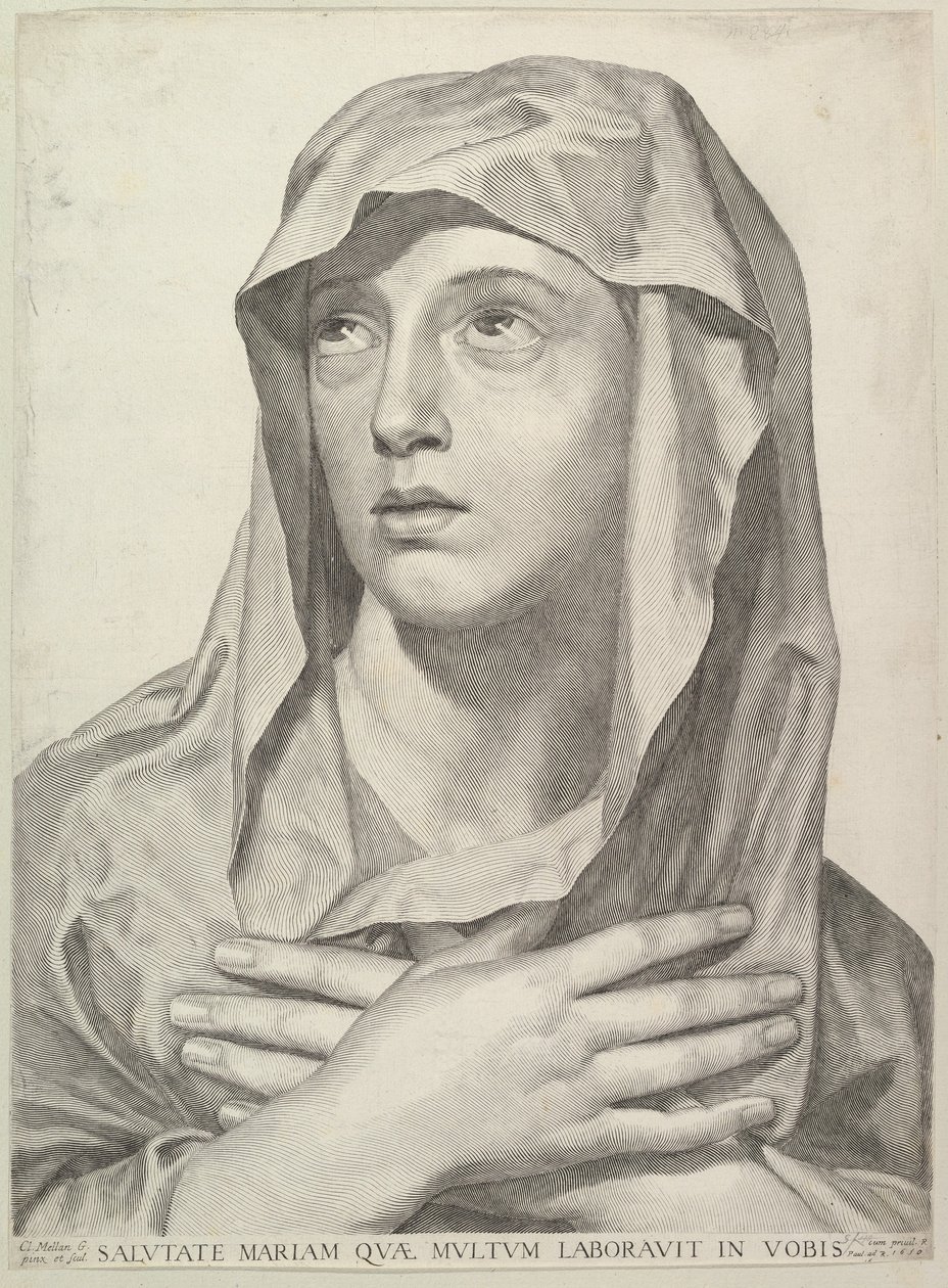 Byste av Jomfru Maria av Claude Mellan