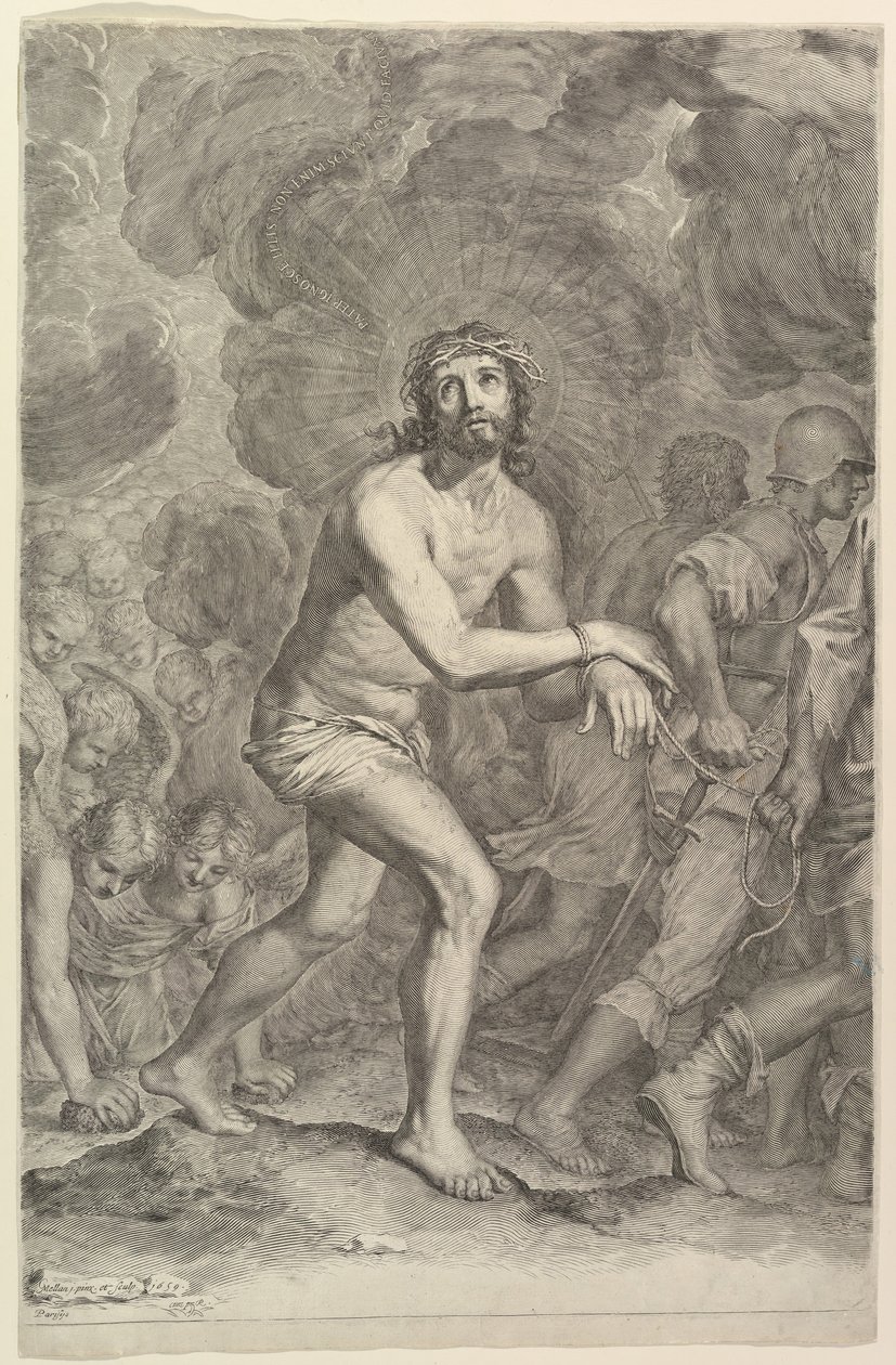 Kristus tatt av soldater The Ascent to Calvary, 1659. av Claude Mellan