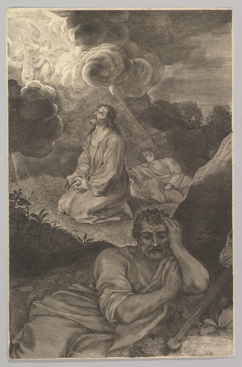 Kristus i olivenhagen, 1600-tallet. av Claude Mellan