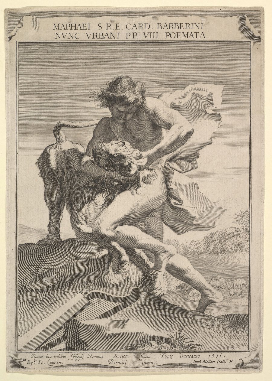 David Strangling the Lion, 1631. av Claude Mellan