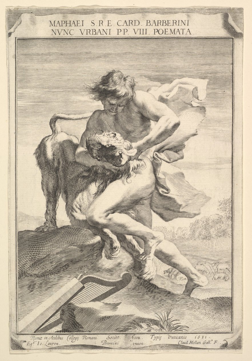 David Strangling the Lion, 1631. av Claude Mellan